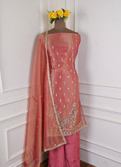 Shimmer Peach Unstitched Suit