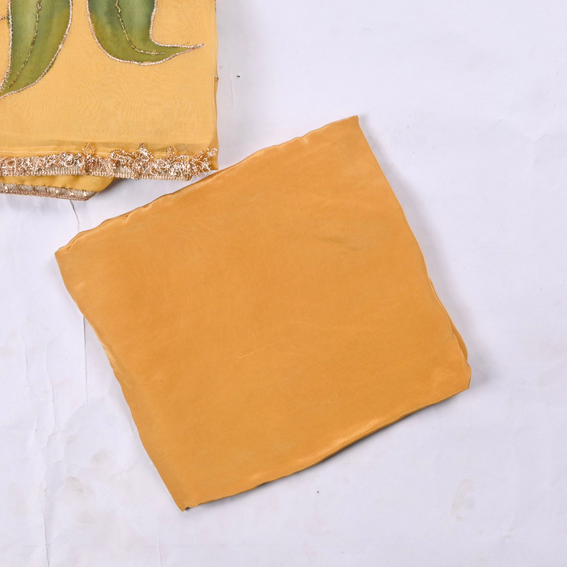 Organza Yellow Unstitched Suit