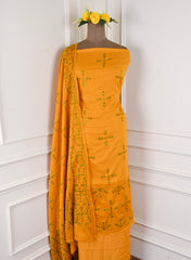 Mul Mul Yellow Phulkari Suit