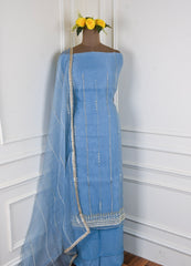 Crush Sky Blue Unstitched Suit