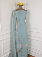 Crush Powder Blue Unstitched Suit
