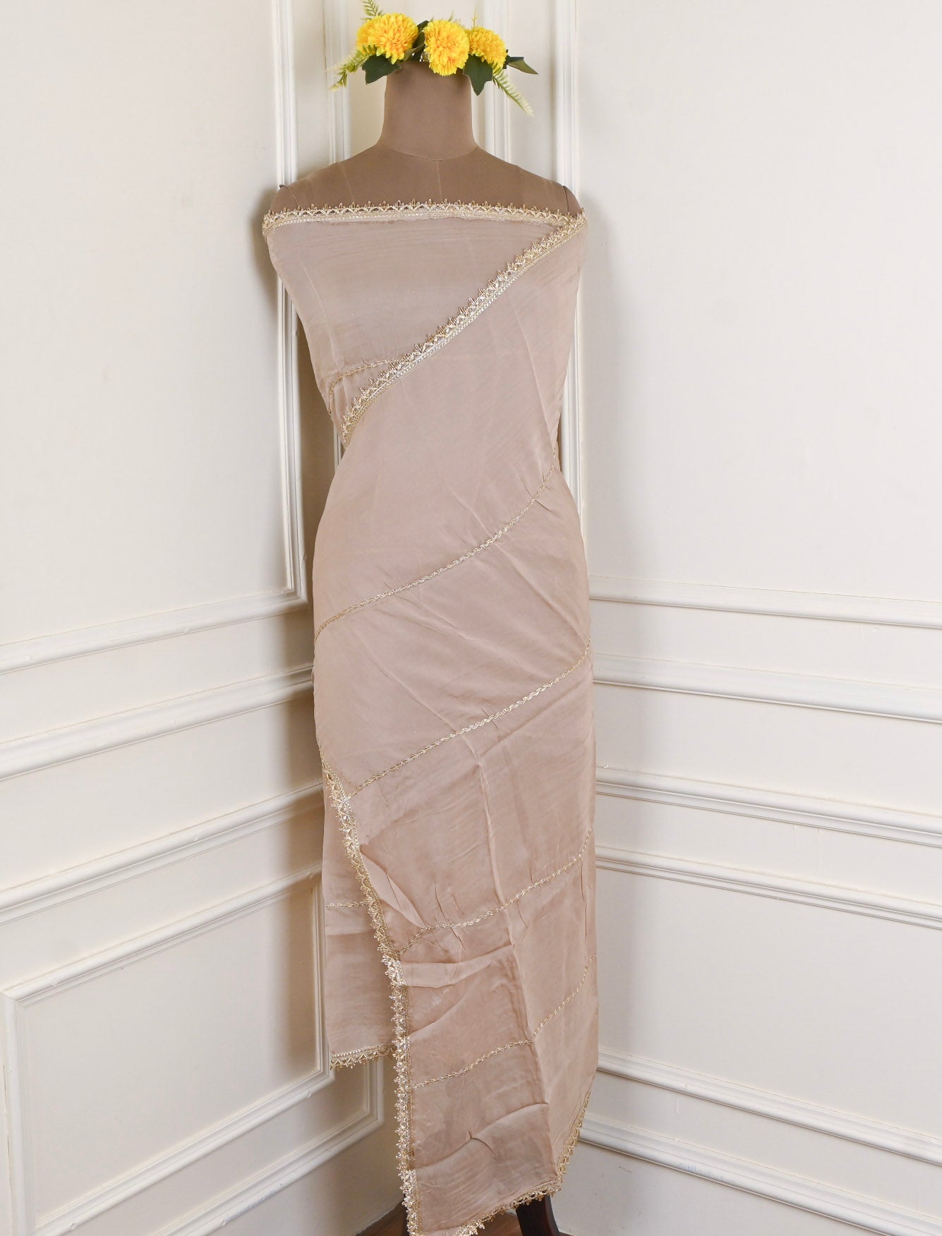 Shimmer Beige Unstitched Suit
