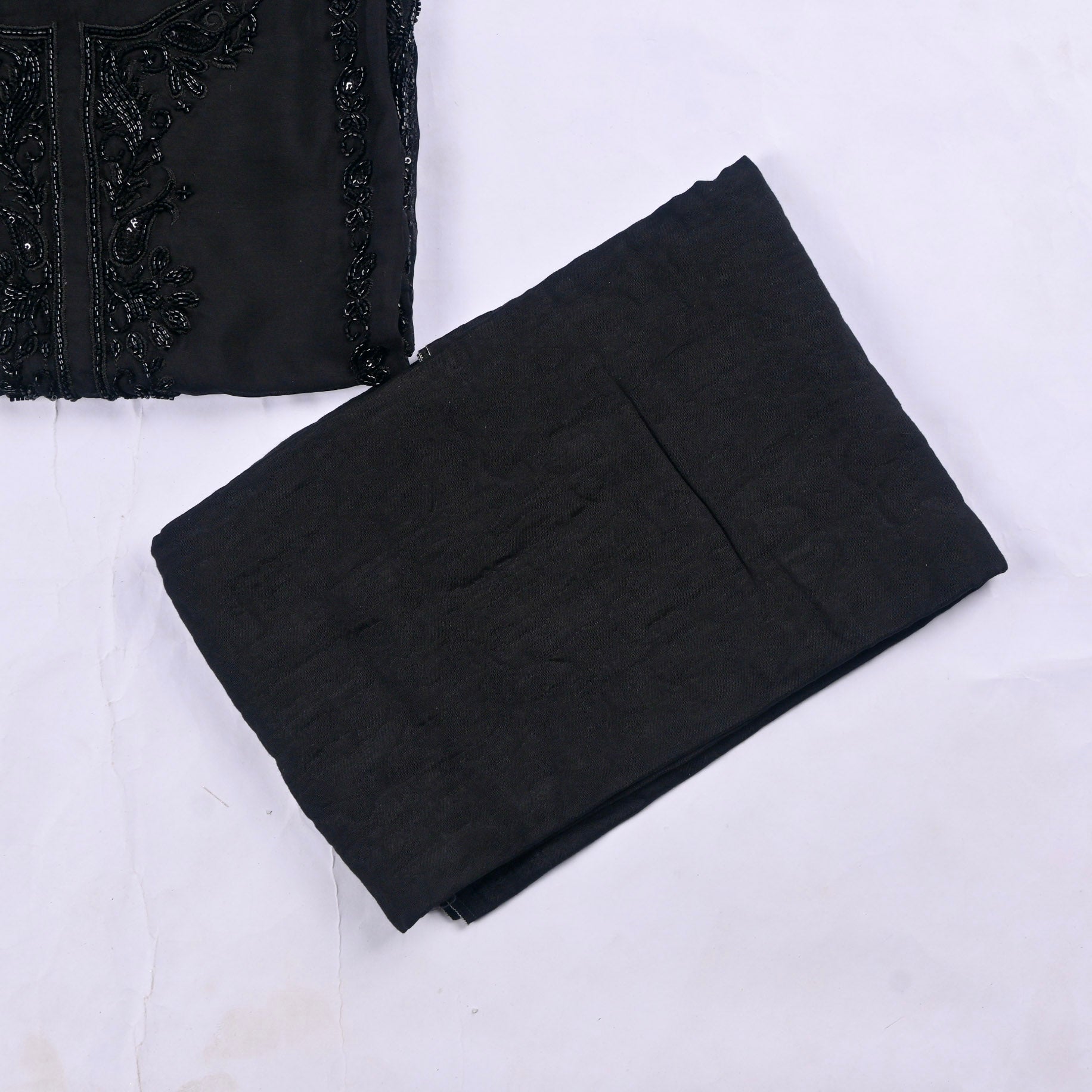 Organza Black Unstitched Suit
