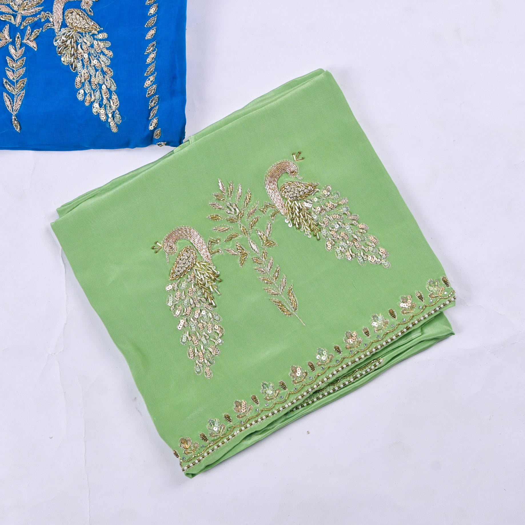 Organza Blue Unstitched Suit