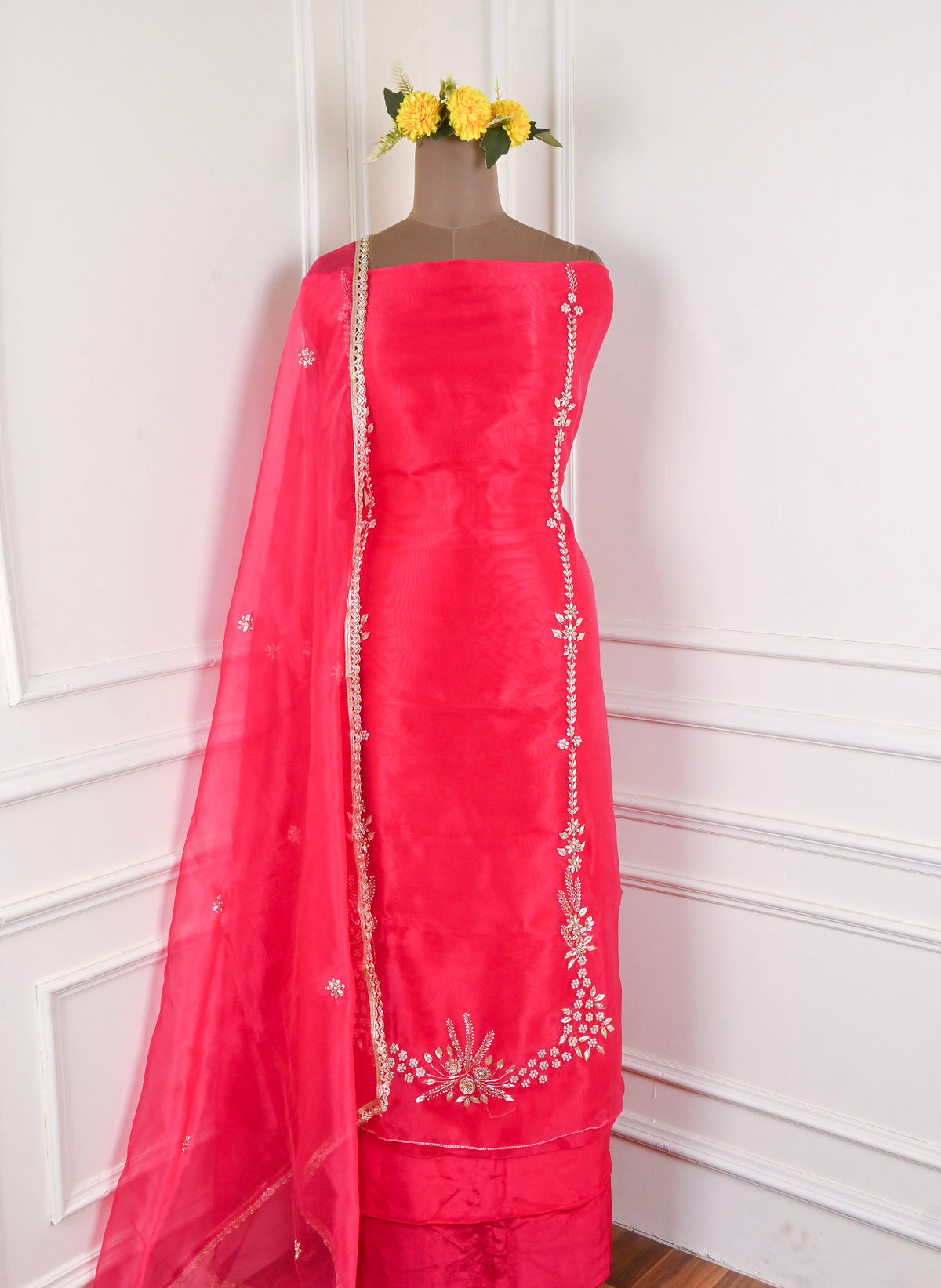 Pink Glass Shimmer Unstitched Suit