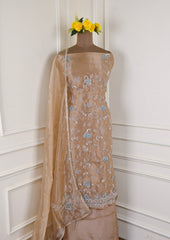 Glass Shimmer Beige Unstitched Suit