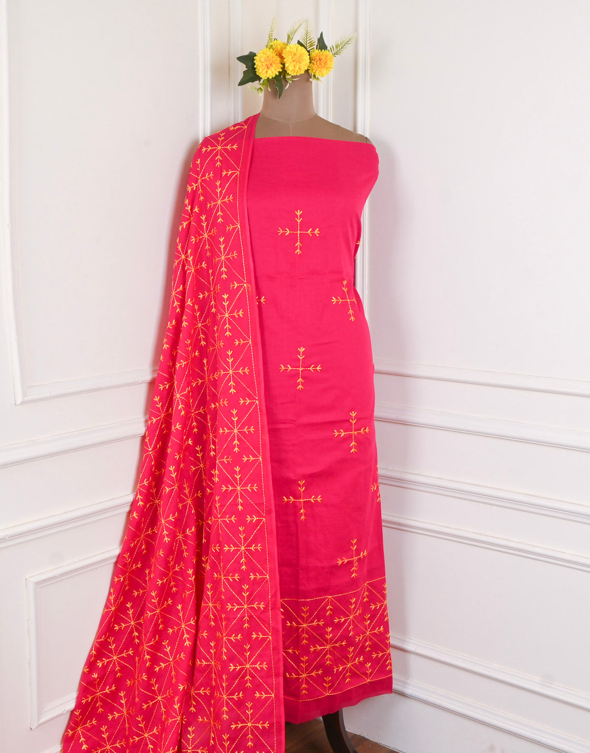 Cotton Pink Phulkari Suit