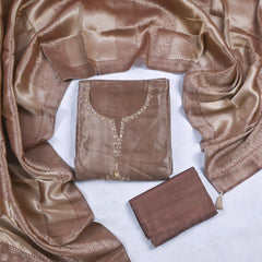 Brocade Brown Unstitched Suit