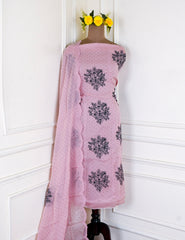 Organza Dusky Pink Unstitched Suit