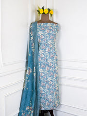 Muslin Light Blue Unstitched Suit