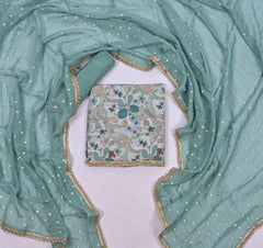 Crepe Green Unstitched Suit