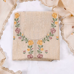 Mul Cotton Beige Unstitched Suit