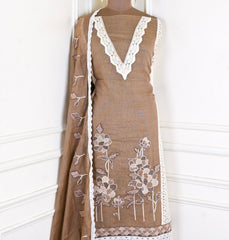 Mul Chanderi  Brown Unstitched Suit