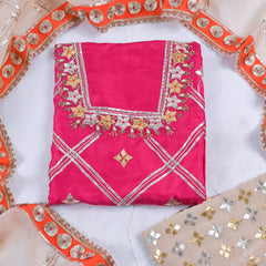 Khadi Pink Unstitched Suit