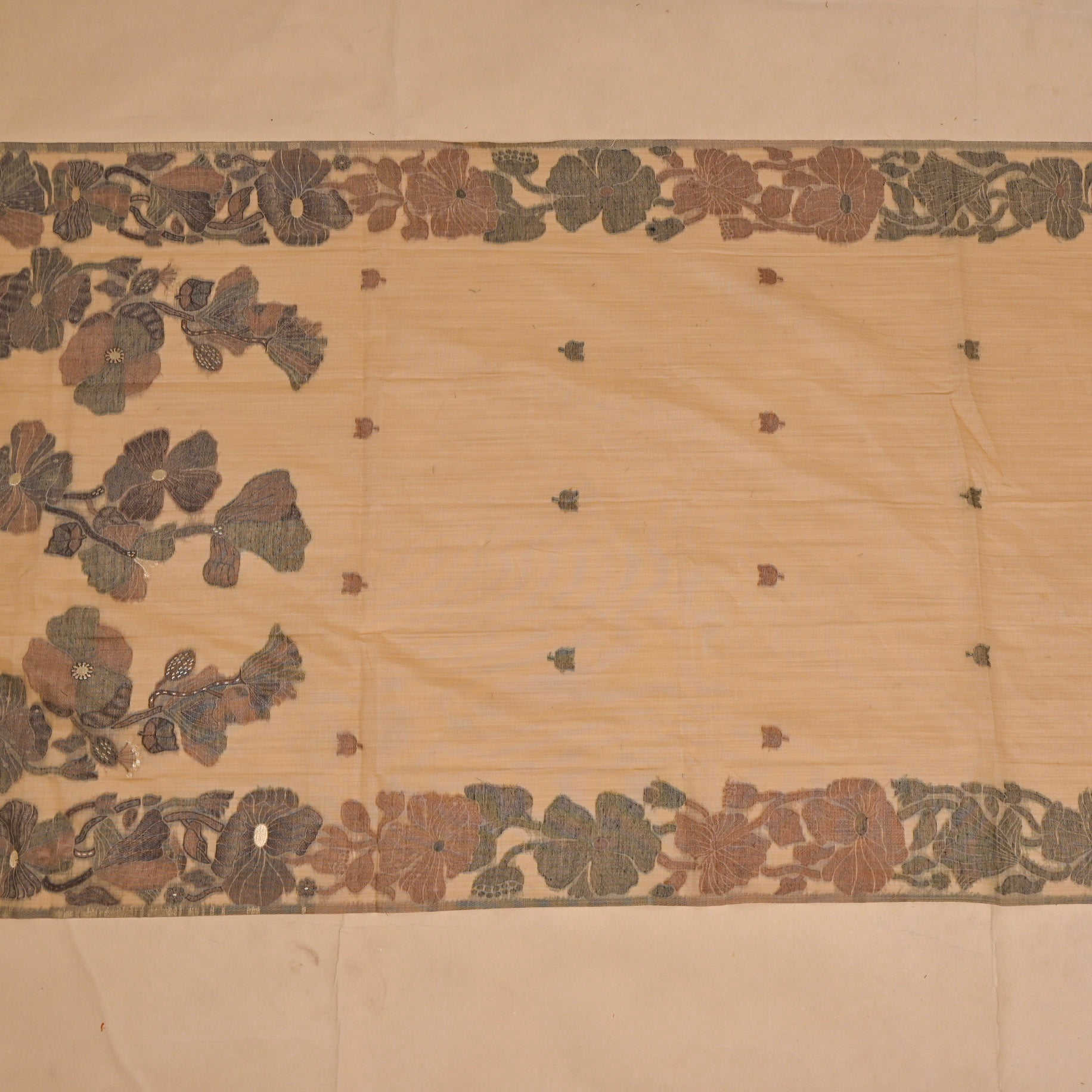 Jamdani Cotton Beige Unstitched Suit
