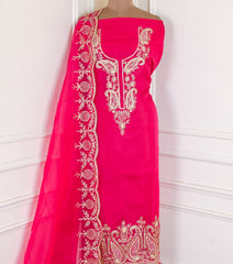 Organza Pink Unstitched Suit