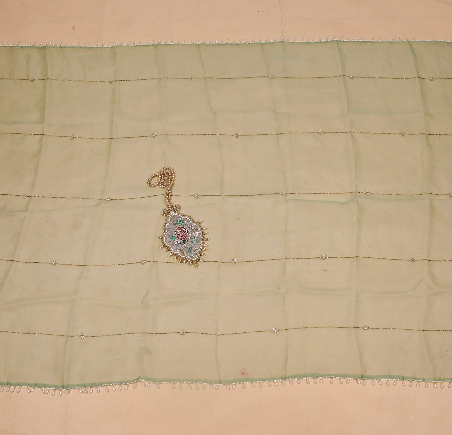 Organza Sea Green Unstitched Suit