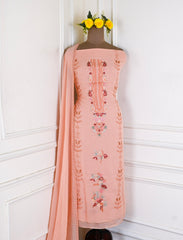 Georgette Peach Unstitched Suit