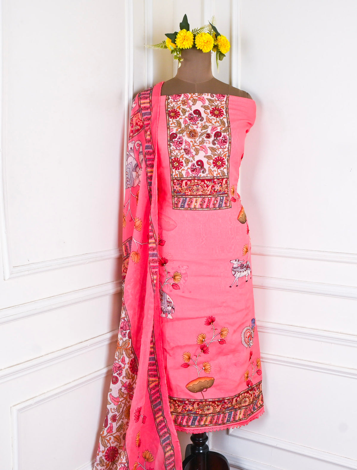 Mul Cotton Pink Unstitched Suit