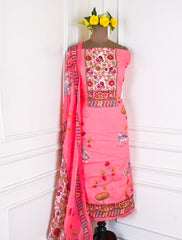 Mul Cotton Pink Unstitched Suit
