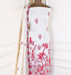 Pure Cotton Red Unstitched Suit