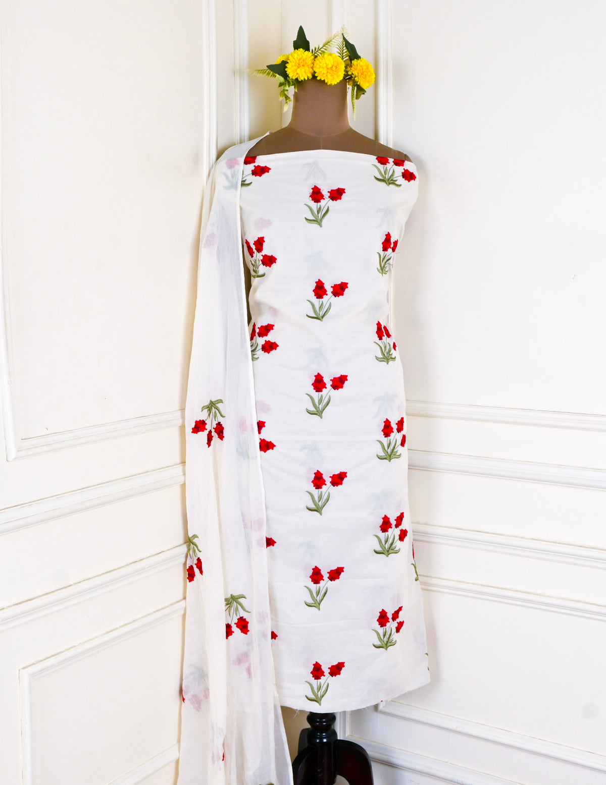 Cotton White Unstitched Suit