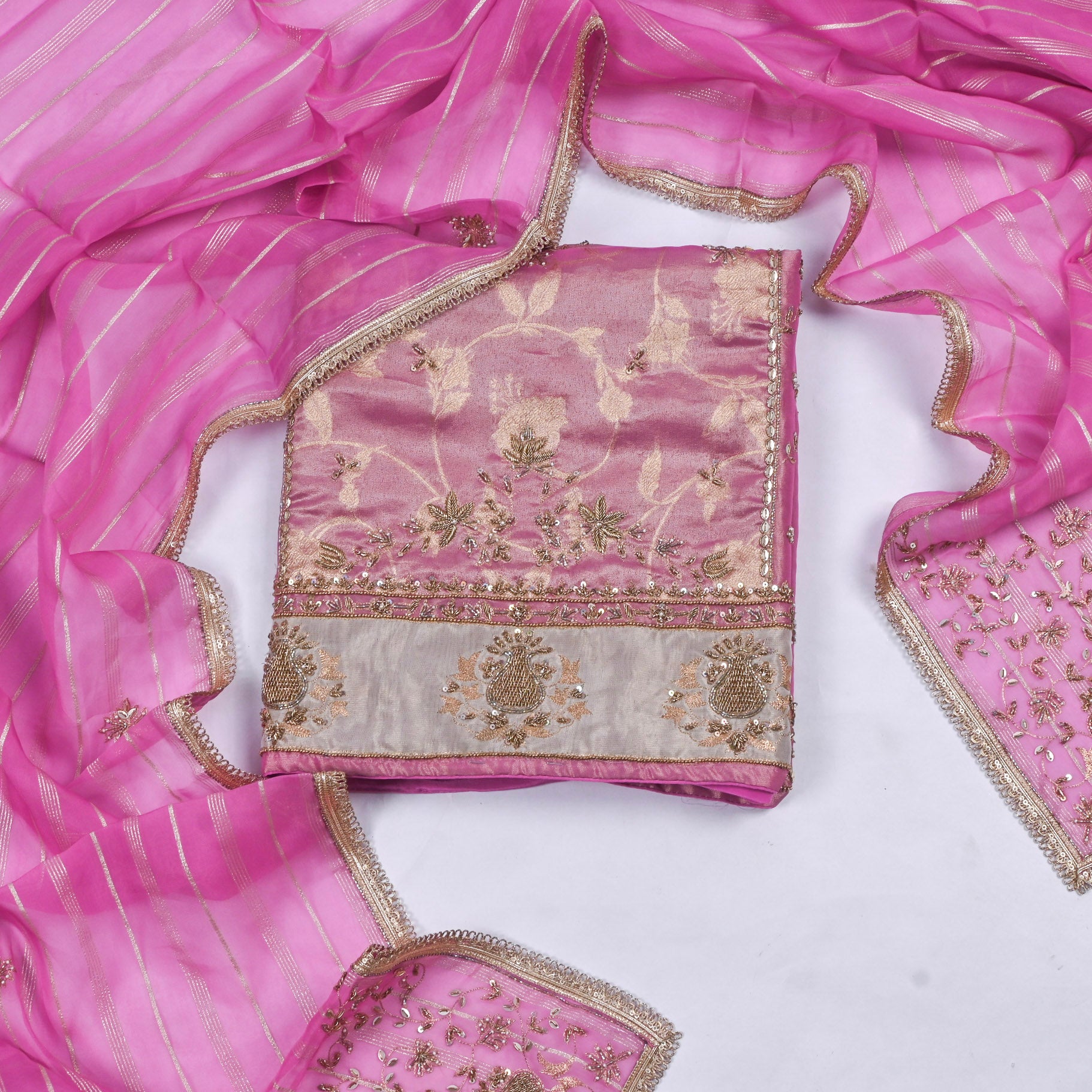 Shimmer Pink Unstitched Suit