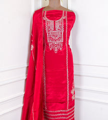 Crepe Red Unstitched Suit