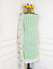 Chanderi Silk Parrot Green Unstitched Suit