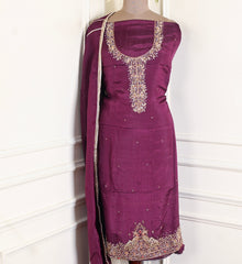 Silk Wine Unstitched Suit