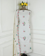 Cora Cotton Off White Unstitched Suit