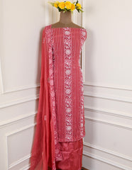 Georgette Red Unstitched Suit