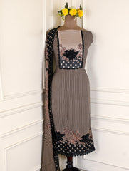 Georgette Black Unstitched Suit