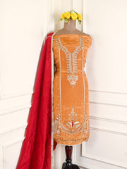 Silk Organza Orange Unstitched Suit