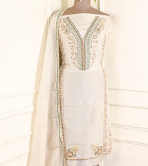 Shimmer Peacock Blue Unstitched Suit