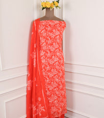 Georgette Red Unstitched Suit