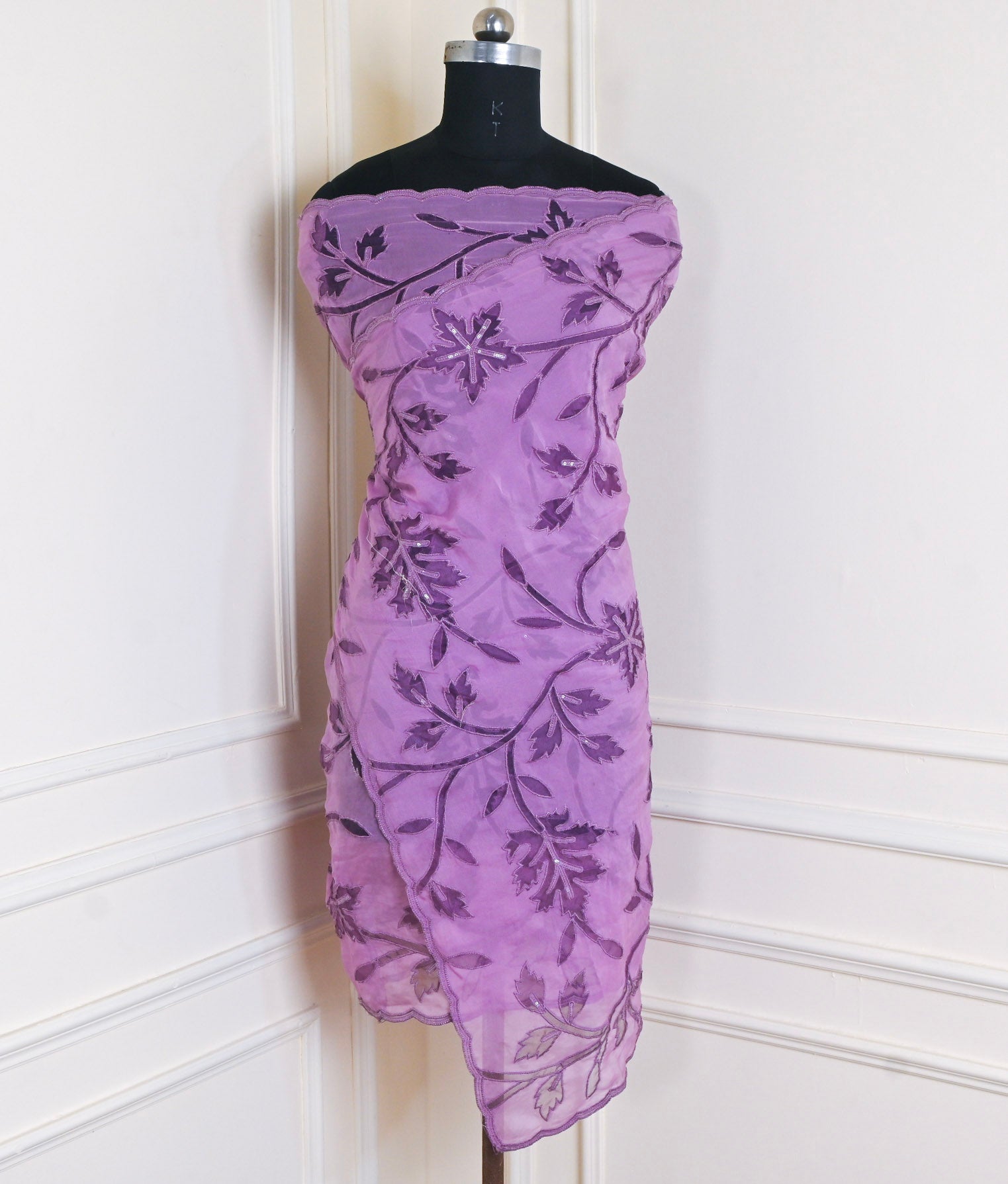 Organza Lavender Unstitched Suit