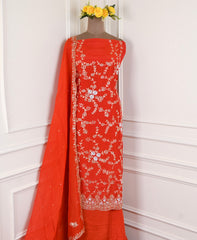 Crepe Orange Unstitched Suit