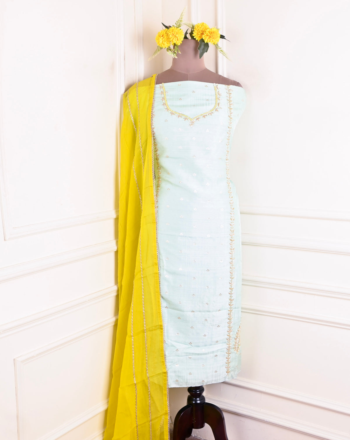 Rose Silk Mint Green Unstitched Suit