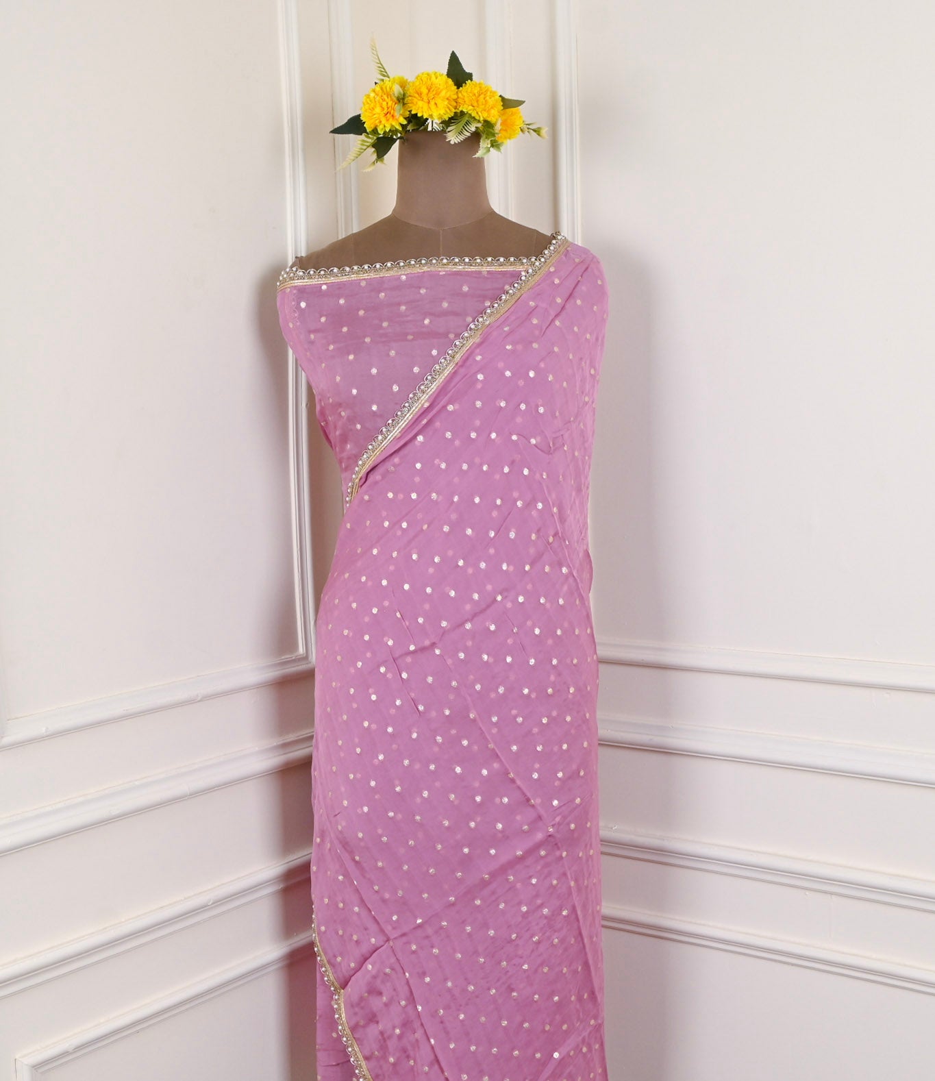 Crepe Pink Unstitched Suit