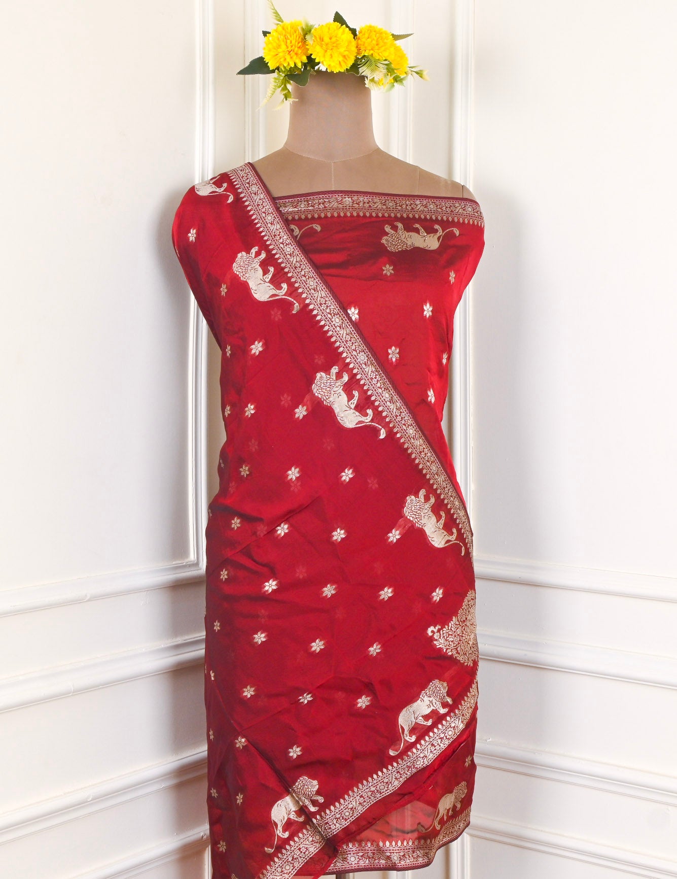 Banarasi Maroon Unstitched Suit