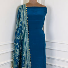 Crepe Blue Unstitched Suit