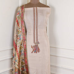 Crepe Organza Beige Unstitched Suit