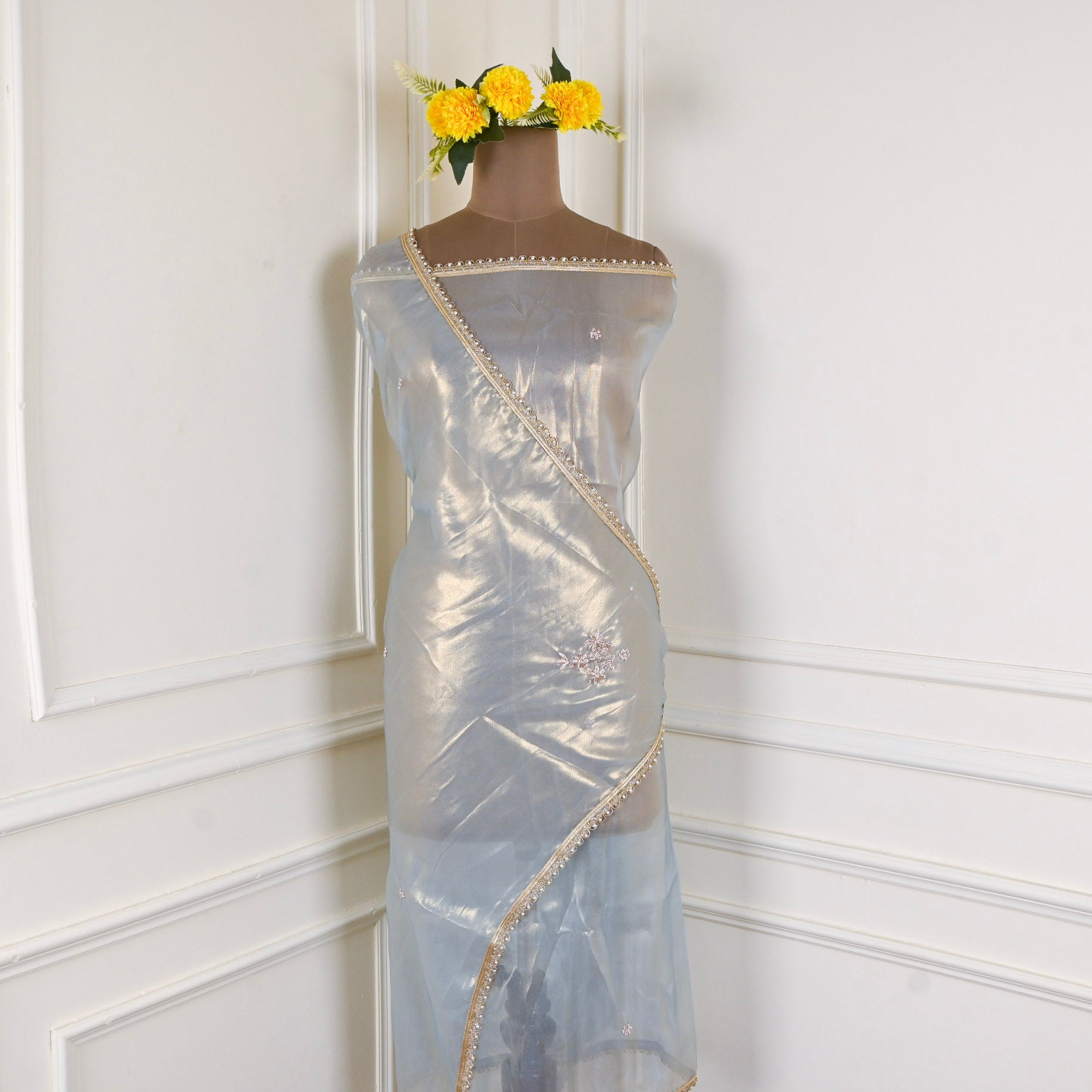 Sasha Silk Light Blue Unstitched Suit