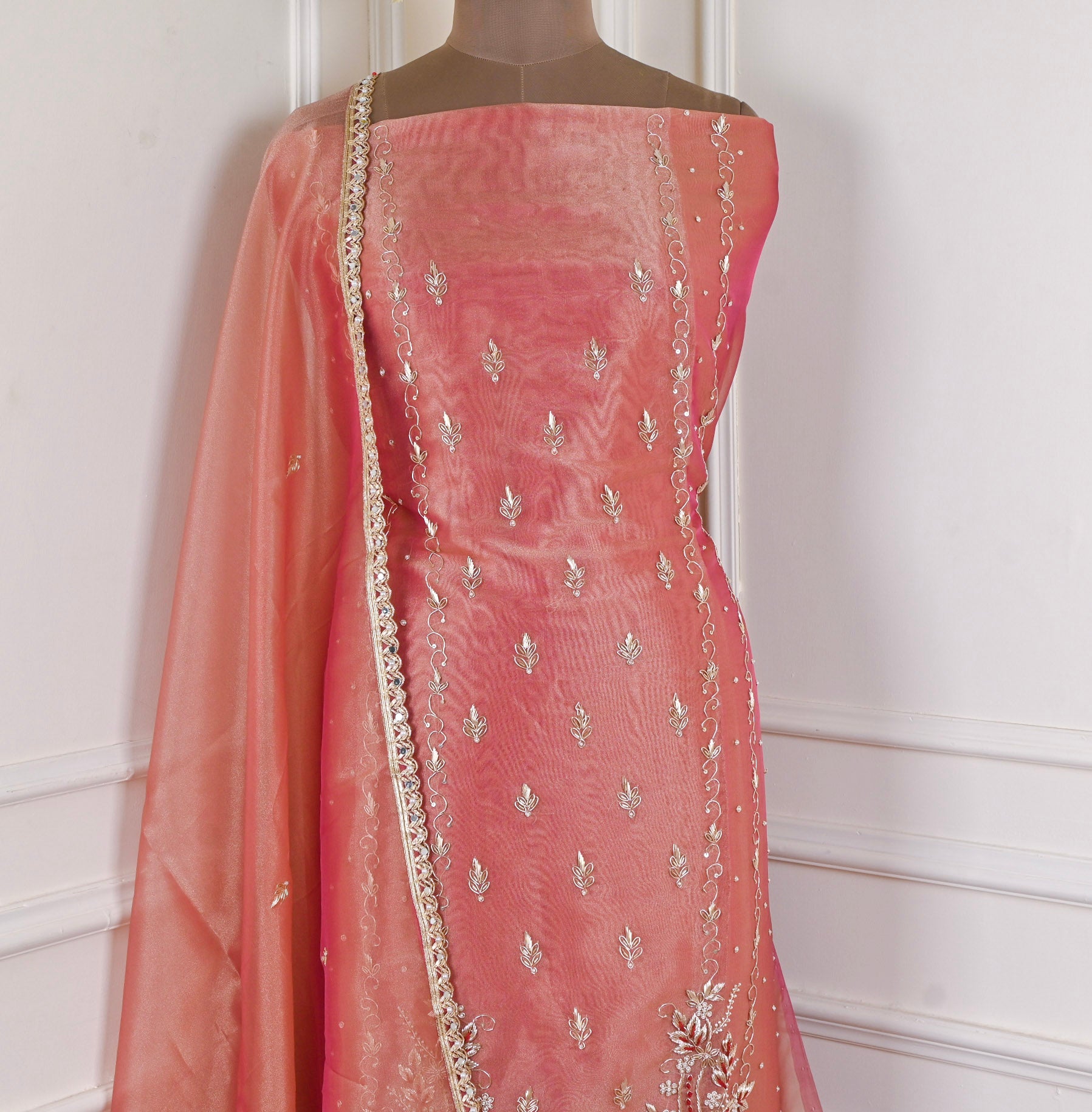 Shimmer Peach Unstitched Suit