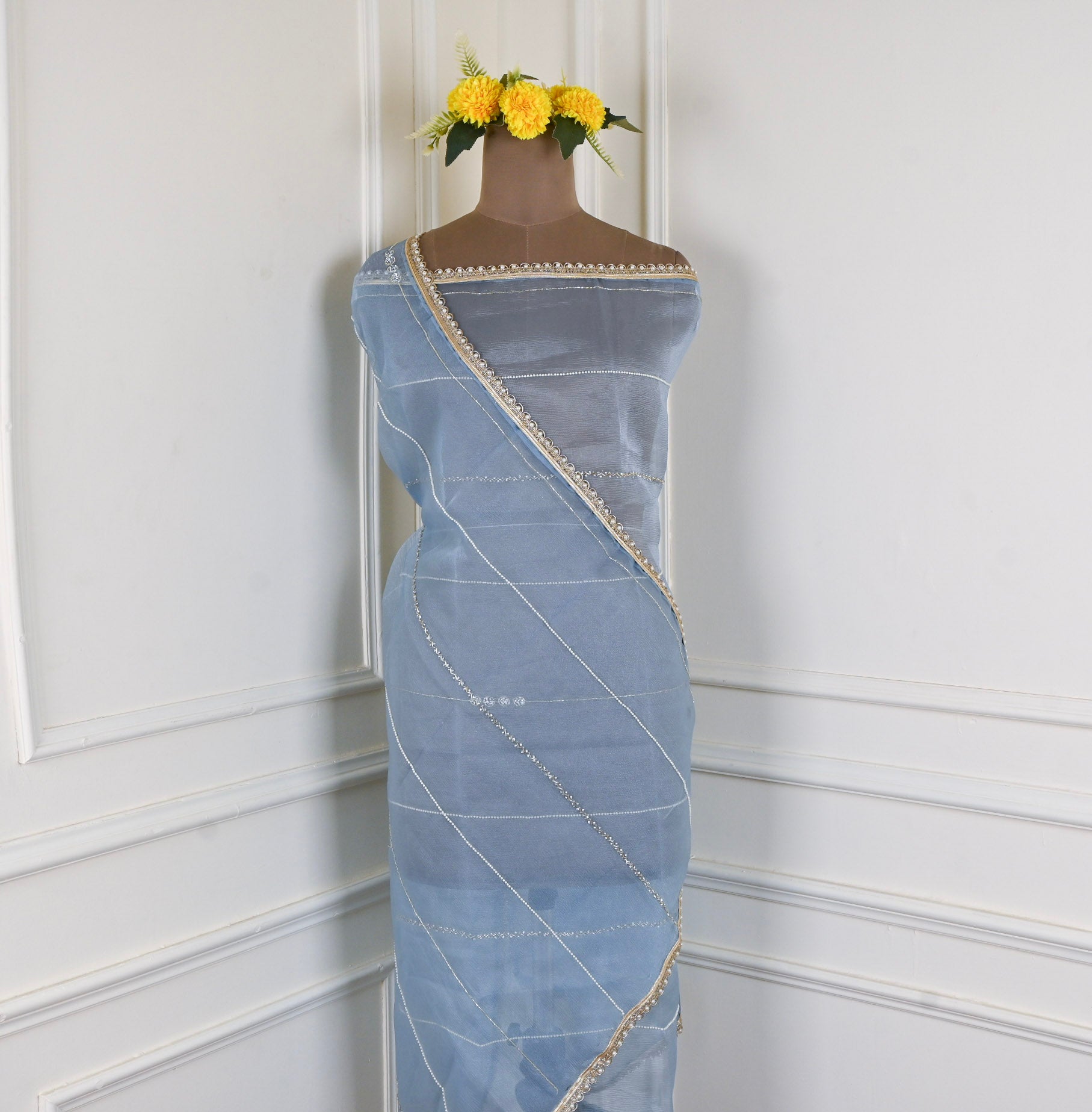 Crush Sky Blue Unstitched Suit