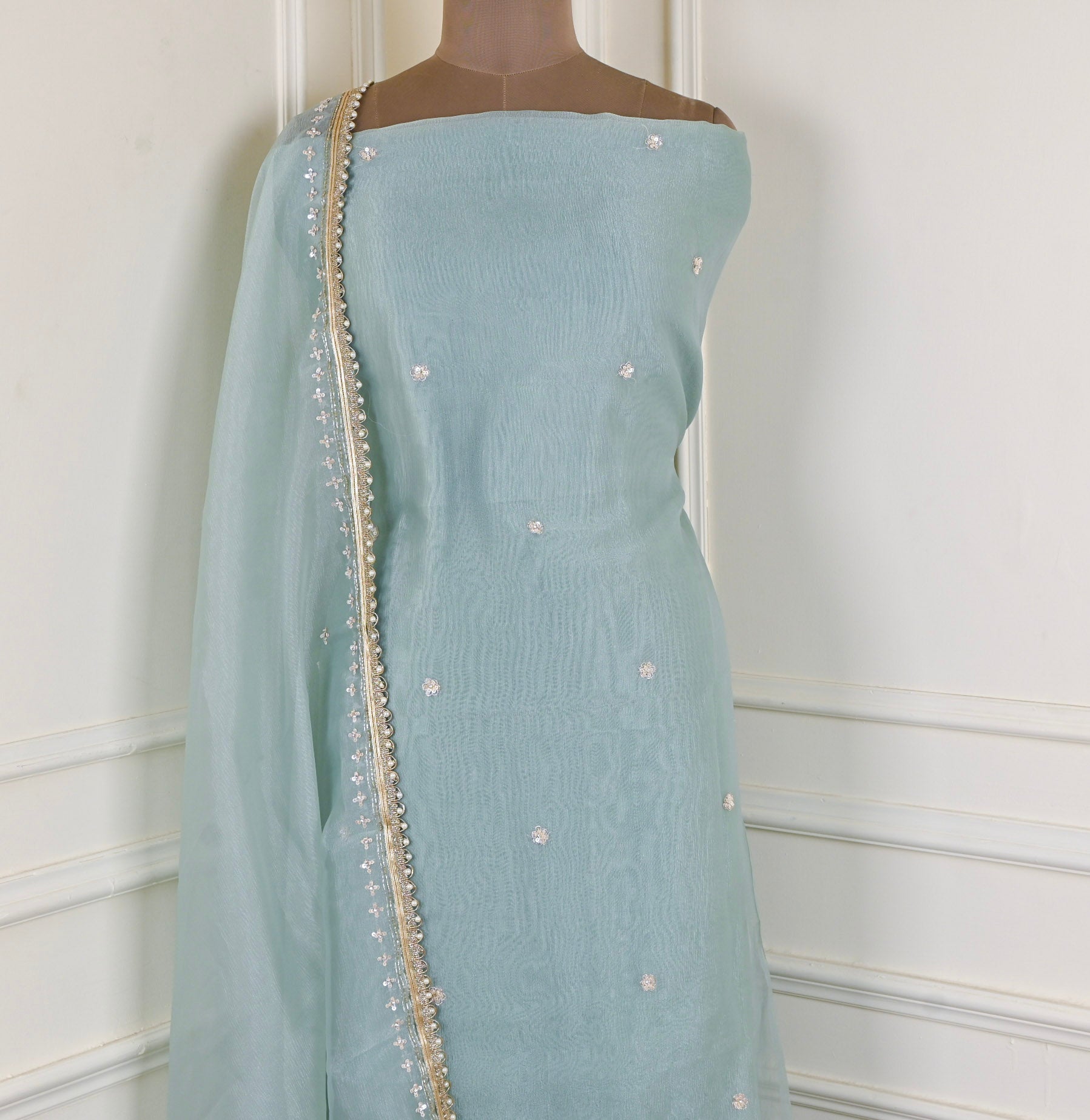 Crush Powder Blue Unstitched Suit