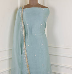 Crush Powder Blue Unstitched Suit