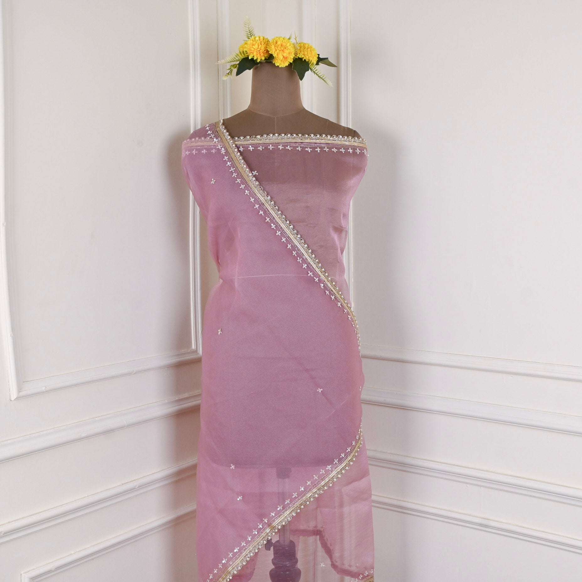 Crush Baby Pink Unstitched Suit