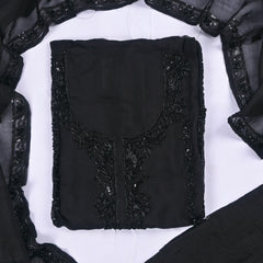 Organza Black Unstitched Suit